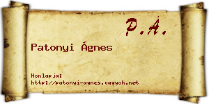 Patonyi Ágnes névjegykártya